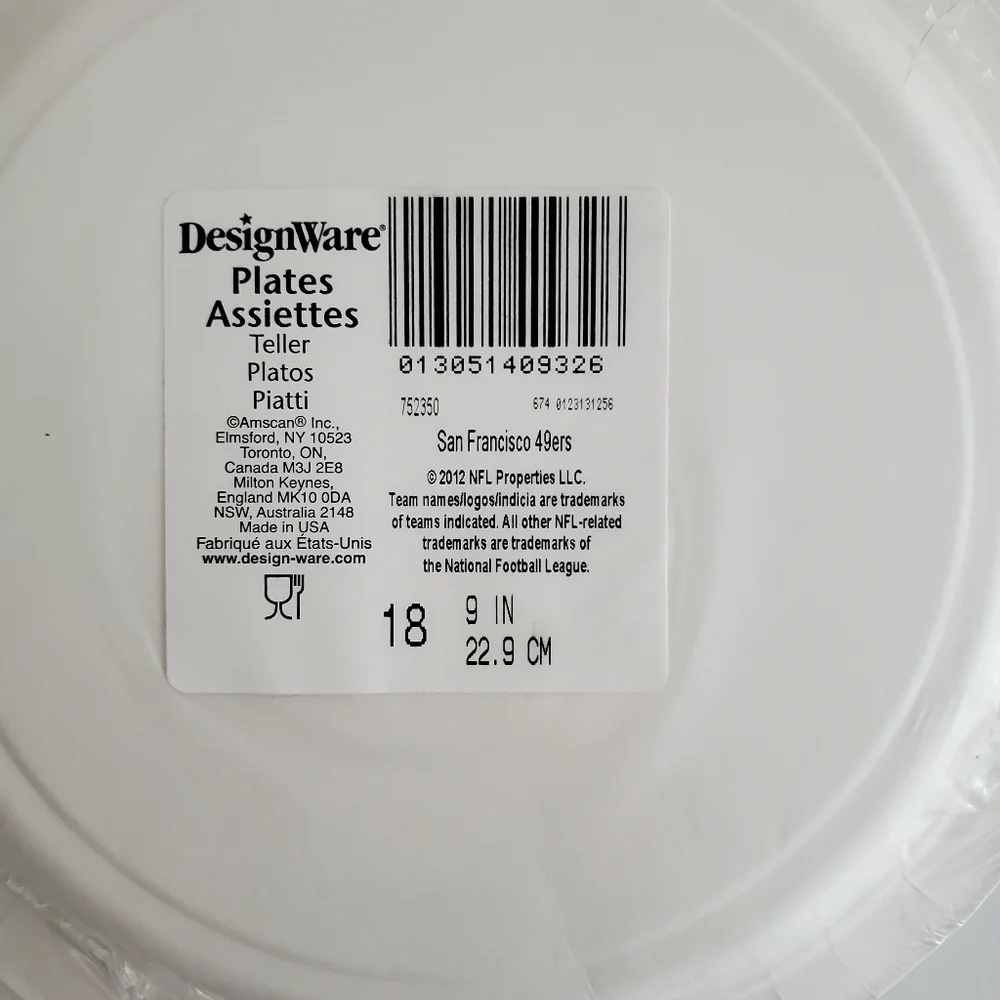 NFL San Francisco 49ers 9-inch Paper Plates | 1 Pkg | 18 Ct./Pkg
